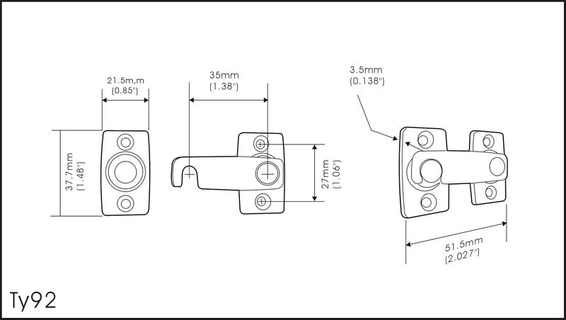 QCAA Solid Brass Shutter Bar/Door Latch, 7/8" x 2-3/32", Polish Brass, 2 Pack, Made in Taiwan - Image 3